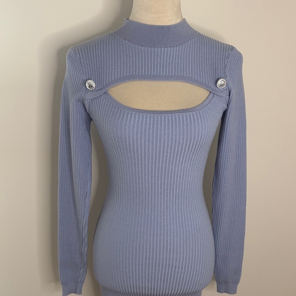 SHEIN Light Purple Long Sleeve Ribbed Dress